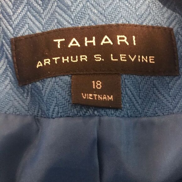 Tahari ASL Blazer Women's Plus Size 18 Blue Long Sleeve One-button Closure - Picture 8 of 8